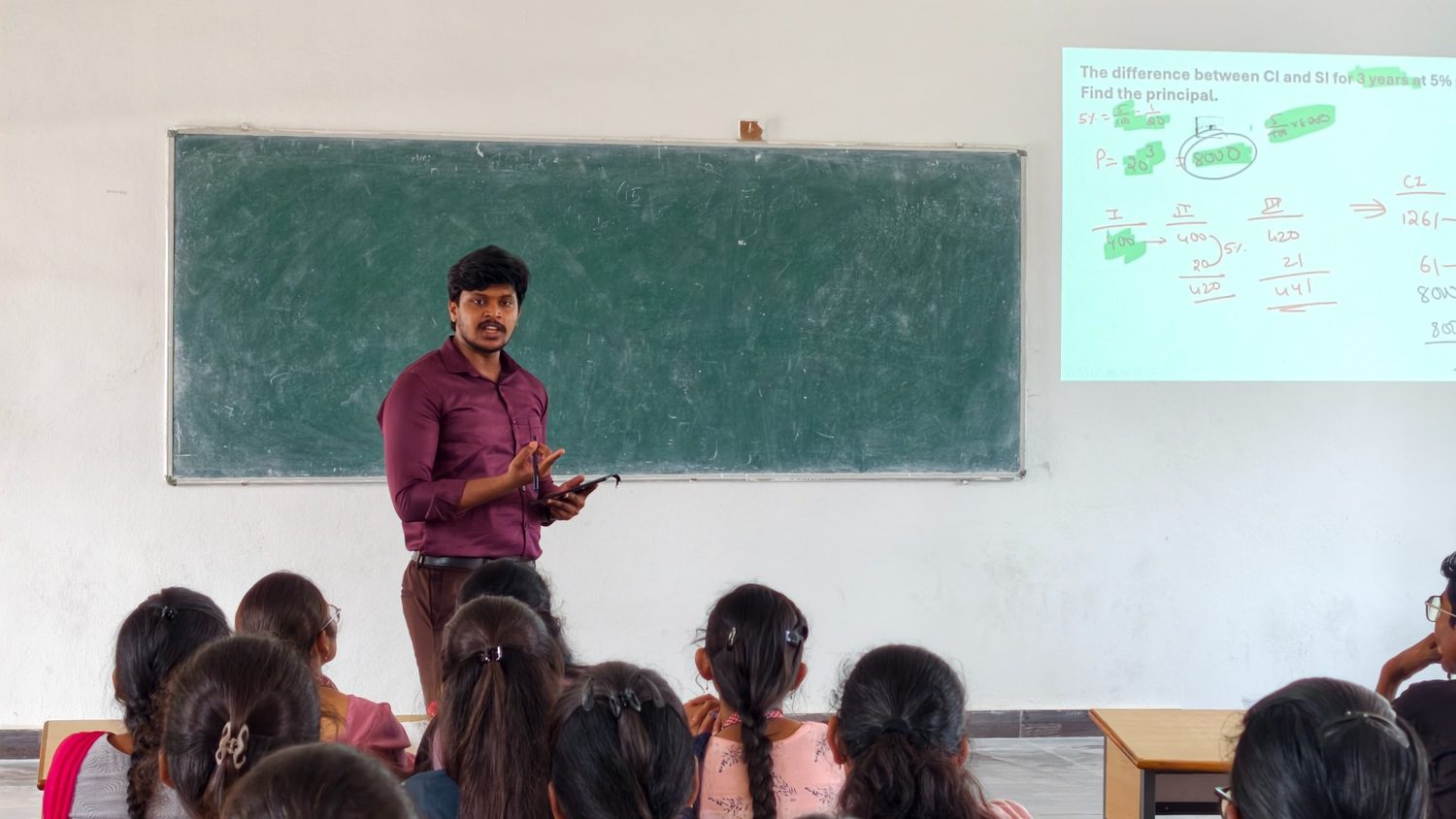 Trainer explaining aptitude concepts on the board